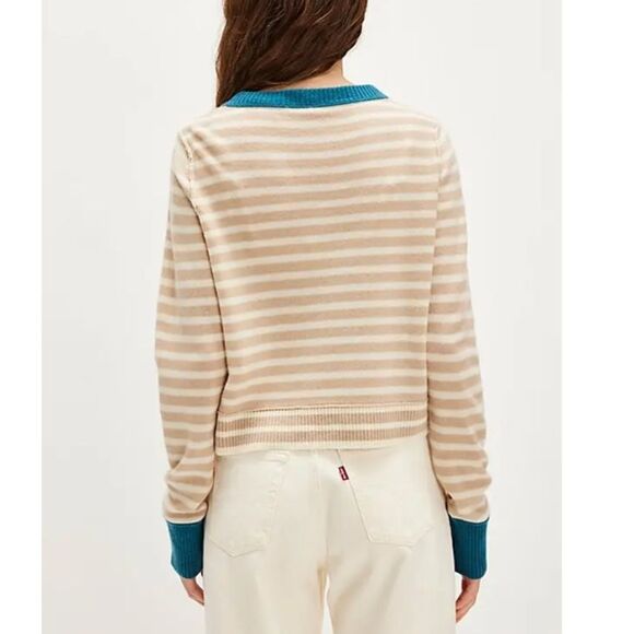 Free People Nocturnal Stripe Cashmere Blend Cardigan in Waves Combo NWOT - Picture 2 of 6